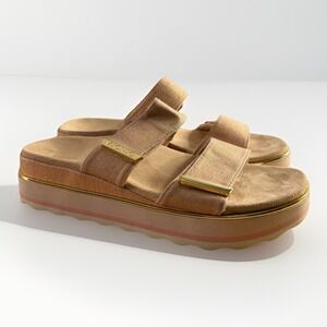 Vionic Brandie sandals Slide Platform Pink peach Shimmer Double Strap 11